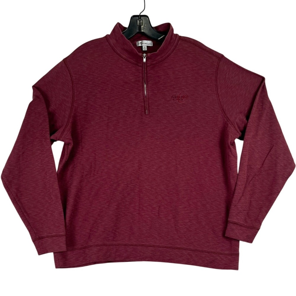 Peter Millar Quarter Zip Pullover Mens XL Burgundy Red Golfcore Preppy MF17K45